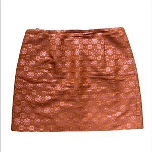 J. Crew Brocade Metallic Mini Skirt Copper Rust Medallion Size 4